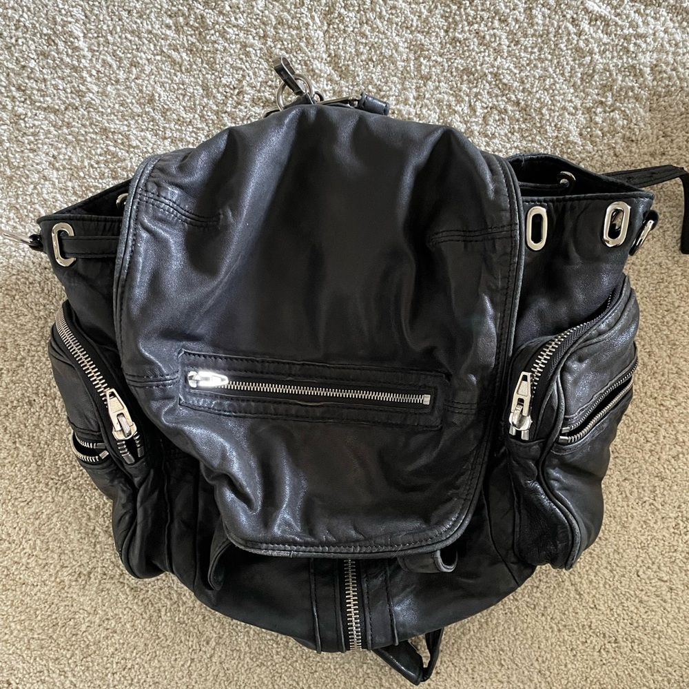 Alexander wang, lamb skin, black back pack